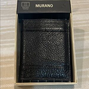 NEW Murano Black Pebbled Leather Executive Card Holder